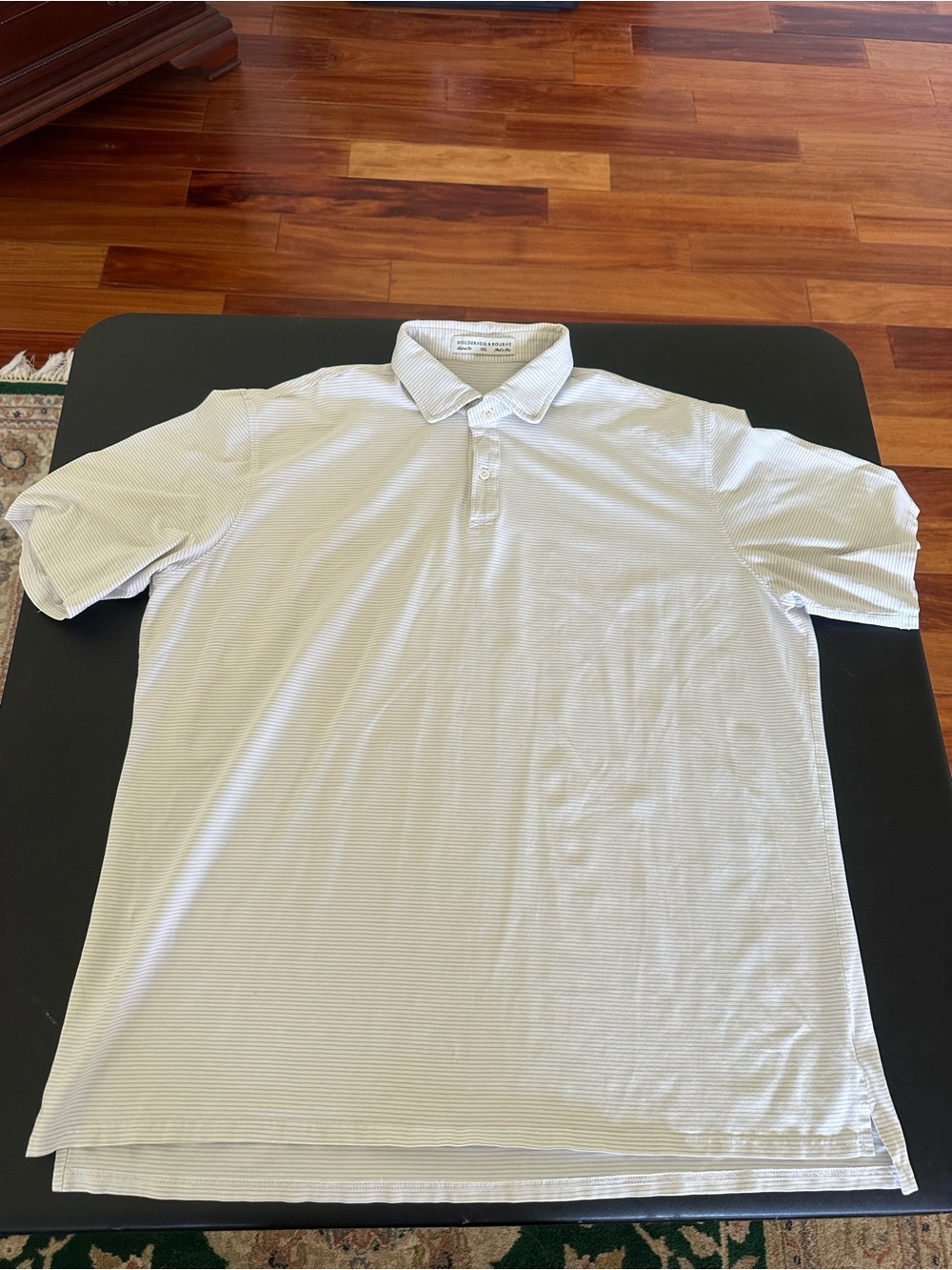 Holderness & Bourne Tailored Fit Light Gray Striped Polo Shirt - Mens 2XL